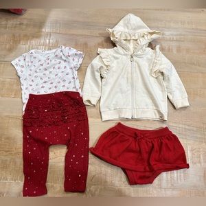 4 piece set baby girls onesie skirt bodysuit jacket bottom pants leggings
